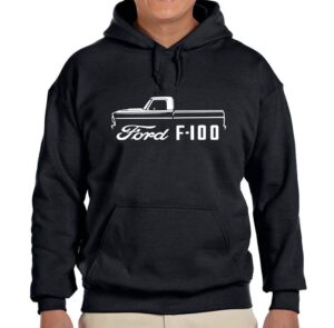 1967-72 ford f100 pickup truck classic outline design hoodie sweatshirt large black