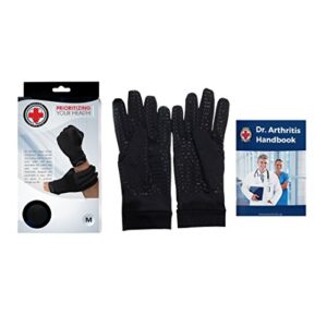 Doctor Developed Copper Arthritis gloves/Compression gloves for Women & Men and Doctor Written Handbook - Useful for Arthritis, Raynauds, RSI, Carpal tunnel (Small)