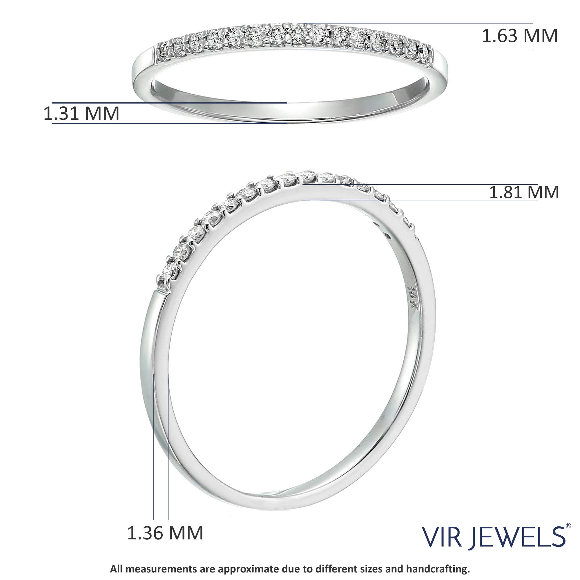 Vir Jewels 1/8 cttw Diamond Wedding Anniversary Band for Women, Round Diamond Engagement Ring 10K White Gold Prong Set 0.125 cttw, Size 6