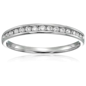 vir jewels 1/5 carat (ctw) diamond wedding anniversary band for women, half eternity round diamond engagement ring 10k white gold channel set 0.20 cttw, size 9