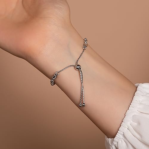 PORI JEWELERS Italian 925 Sterling Silver DC Ball Twisted Coreana Adjustable Bolo Bracelet (Silver)