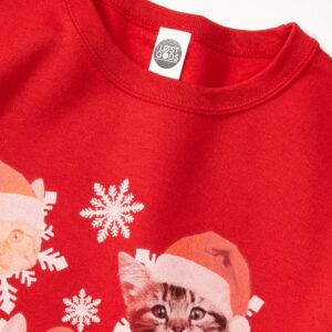 LOST GODS Women's Ugly Christmas Cat Snowflakes Sweatshirt - Red - Large