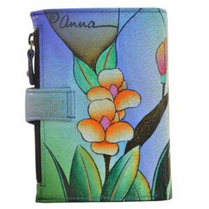 Anna by Anuschka Women's Hand Painted Genuine Leather Ladies Wallet - Midnight Peacock