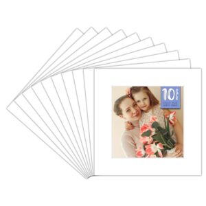 golden state art, pack of 10, 12x12 white picture mats mattes with white core bevel cut for 8x8 photo