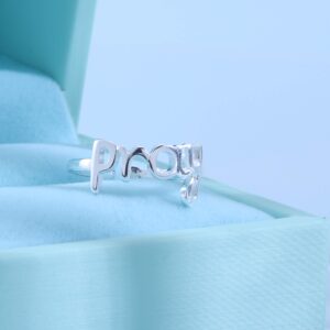 Helen de Lete Fashion English Letter Pray Sterling Silver Open Ring