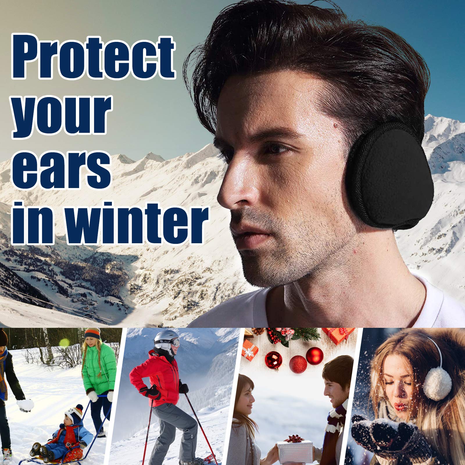 Metog Unisex-Adult's Winter Foldable Polar Fleece Earmuffs