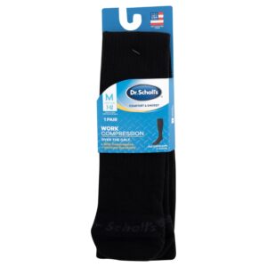 Dr. Scholl's Men's Athletic & Work Compression Over the Calf Casual Sock, Black, 7 12 US