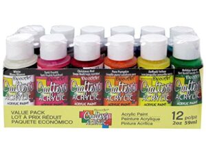 decoart crafter's value pack acrylic 12pc, 2 fl oz (pack of 12)