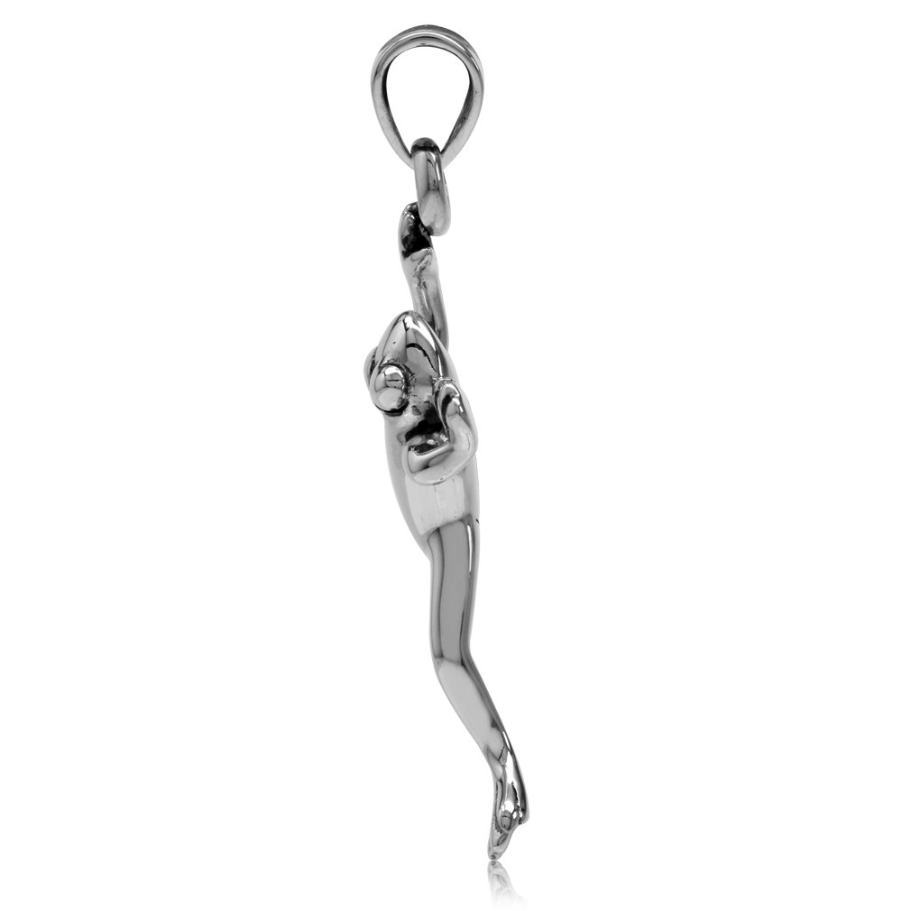 Silvershake 925 Sterling Silver Leaping Climbing Frog Pendant