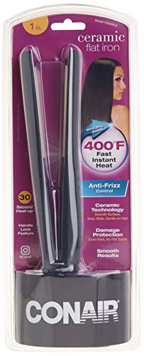 Conair Instant Heat Ceramic Flat Iron, 1 Inch, Black