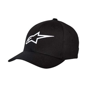 alpinestars mens curved bill structured crown flex back 3d embroidered logo flexfit hat cap, ageless black/white, large-x-large us