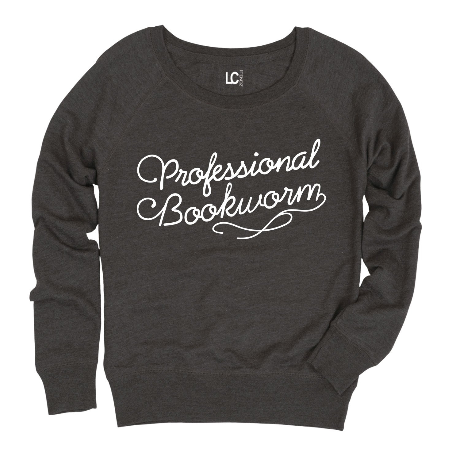 Instant Message - Professional Bookworm-Ladies Lightweight French Terry Pullover - Size X-Large Heather Charcoal