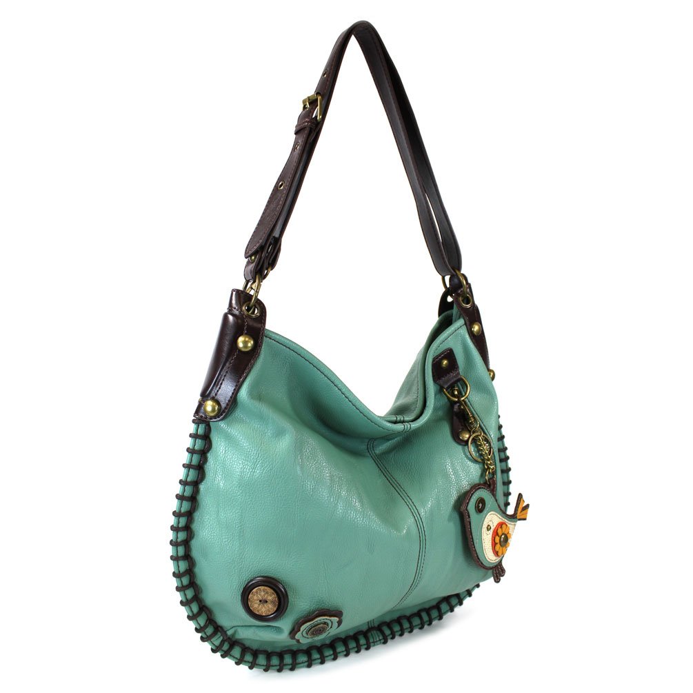 CHALA Cross body Handbag, Large Size, Casual, Soft, Shoulder or Cross body - TEAL (Green Bird)