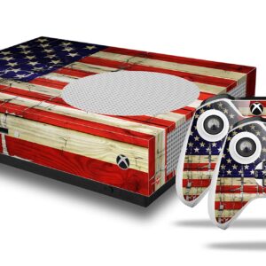 WraptorSkinz Decal Vinyl Skin Wrap Compatible with Xbox One S Console and Controllers - Painted Faded and Cracked USA American Flag