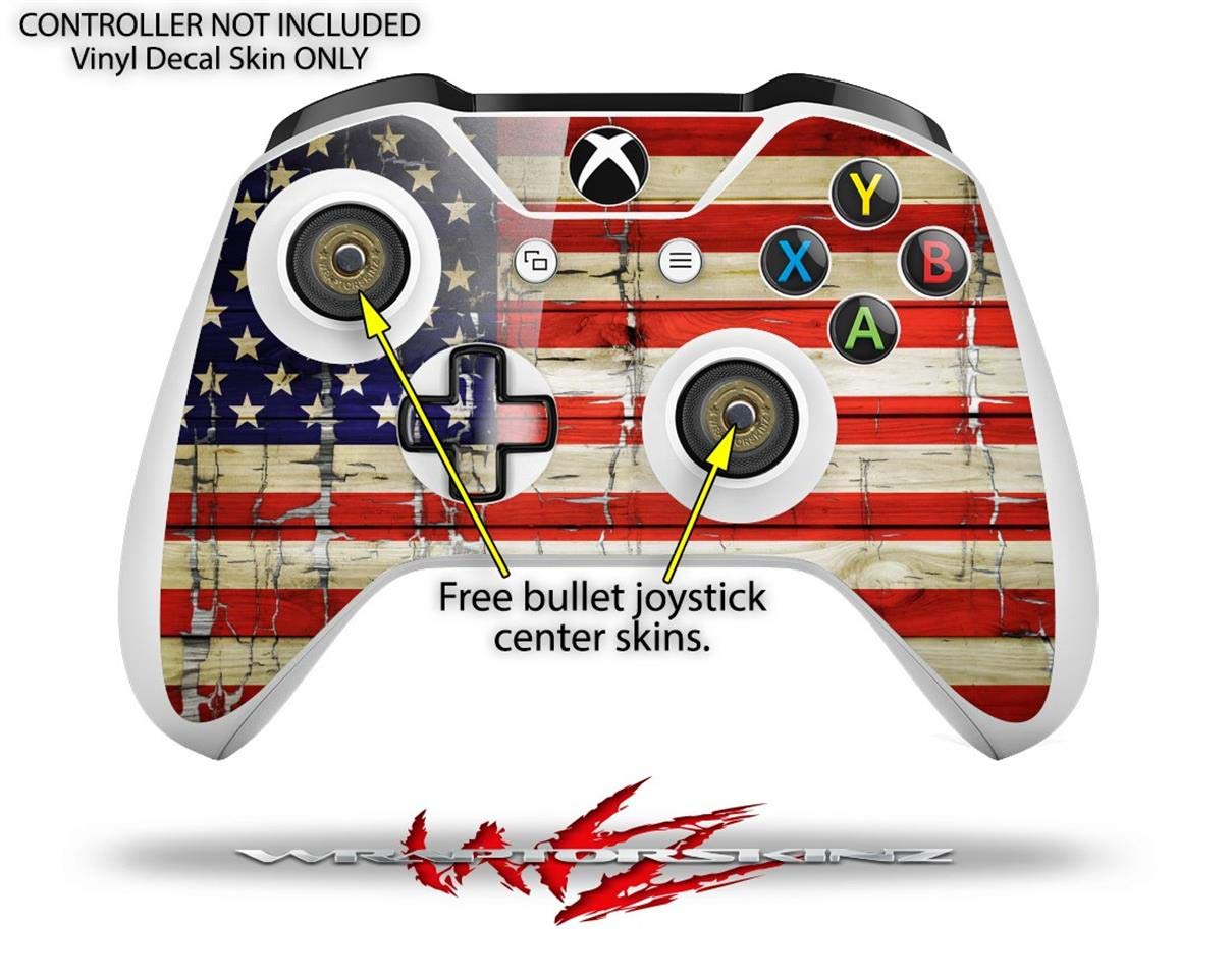 WraptorSkinz Decal Vinyl Skin Wrap Compatible with Xbox One S Console and Controllers - Painted Faded and Cracked USA American Flag