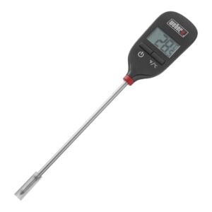 Weber Instant Read Meat Thermometer,1.3 In. W. x 0.3 In. H. x 8 In. L, Black/Silver