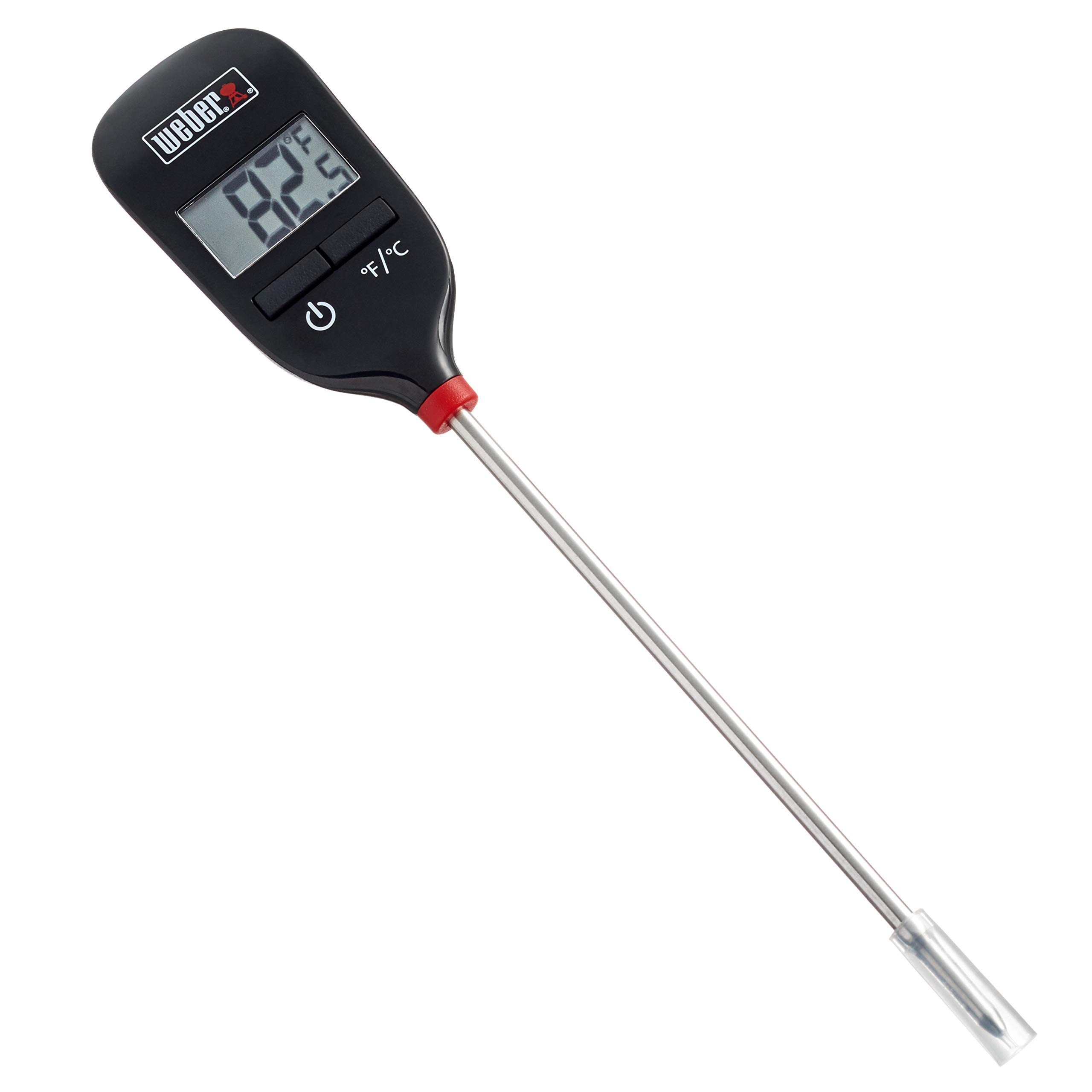 Weber Instant Read Meat Thermometer,1.3 In. W. x 0.3 In. H. x 8 In. L, Black/Silver