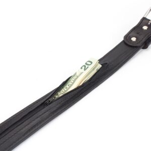 Hidden Money Pocket Travel Leather Belt (Size 38, Black)