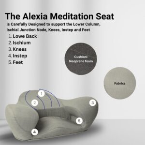 Alexia Meditation Seat Ergonimically Correct for The Human Physiology Zen Yoga Ergonomic Chair Foam Cushion Home or Office (Dove Grey Fabric)