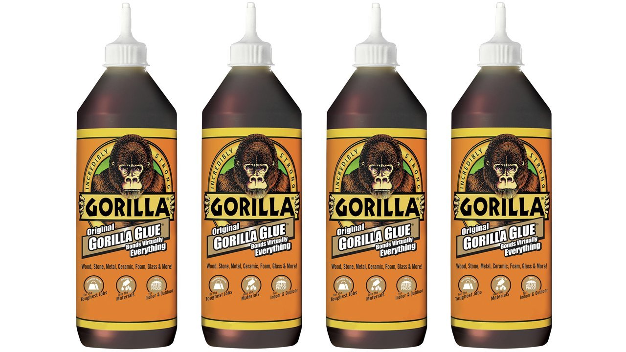 Gorilla Original Waterproof Polyurethane Glue, 36 ounce Bottle, Brown, (Pack of 4)