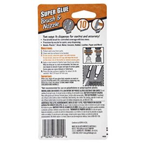 Gorilla Super Glue with Brush & Nozzle Applicator, 10 Gram, Clear, (Pack of 2)