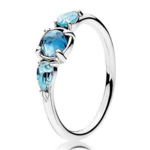 pandora ring 191016nmb-52 patterns of frost, moonlight blue & sky-blue crystal