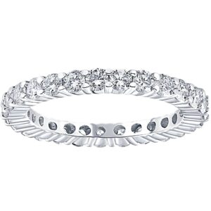 Pompeii3 14k White Gold 1Ct T.W. Diamond Ring Round-Cut Eternity Wedding Women's Stackable Anniversary Band