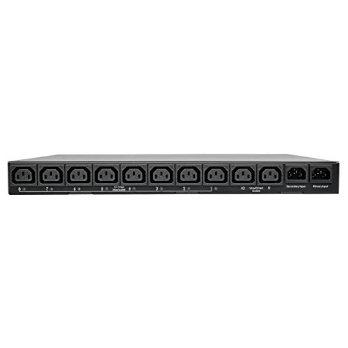 Tripp Lite Switched PDU with ATS, 2/2.4KW Single Phase, 200/240V, 10 Outlet (C13), 2 C14 Input, 3.6M Cords 1U Rack-Mount Power, TAA (PDUMH15HVATNET)