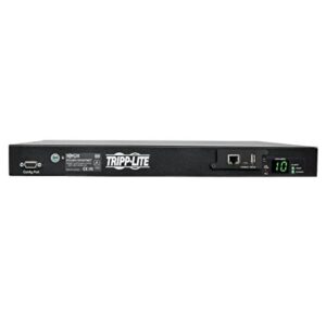 Tripp Lite Switched PDU with ATS, 2/2.4KW Single Phase, 200/240V, 10 Outlet (C13), 2 C14 Input, 3.6M Cords 1U Rack-Mount Power, TAA (PDUMH15HVATNET)