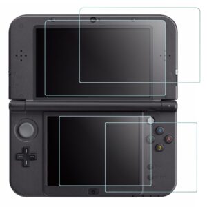 screen protector compatible new 3ds xl, afunta 4 pcs tempered glass for top screen and hd clear crystal pet film compatible bottom screen, 3dsxl film accessory