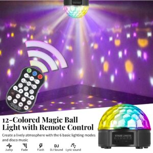 Outgeek DJ Lights, 9 Color LED Bluetooth Stage Lights DJ Stage Lighting Rotating Crystal Magic Ball Light Sound Activated Light with Remote Control MP3 Play and USB for Disco Xmas KTV Club Pub Show