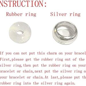 LAMOONY Clip Stopper Charms Sterling Silver Rondelle Spacer Bead for Bracelets (Silver)…