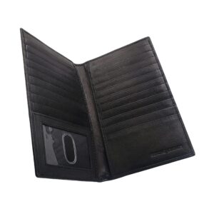 ag wallets Genuine Leather Mens Long ID 19 Credit Card Security Wallet Black (RFID_Black)