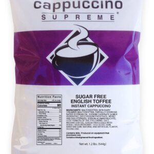 Cappuccino Supreme 1.2 lb bag Sugar Free English Toffee Instant Cappuccino Mix