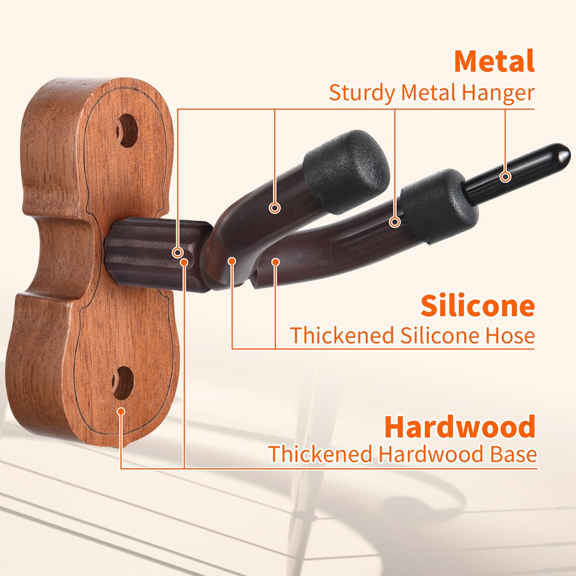 Violin Hanger Wall Mount with Bow Holder Home & Studio Wall Mount Violin Viola Stand