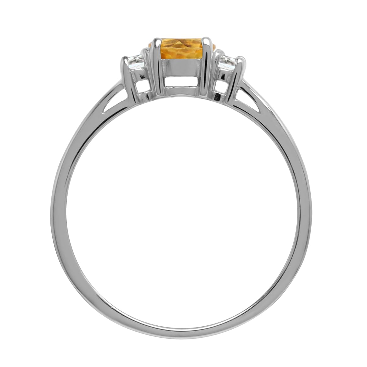 Silvershake Petite Natural Citrine and White Topaz 925 Sterling Silver Ring Size 6