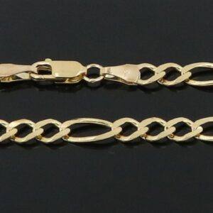 Bracelet Real 10K Yellow Gold Hollow Figaro 4.0mm, 7" to 10" (9)