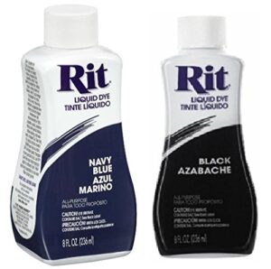 rit liquid dye black 8 oz & rit dye liquid fabric dye, 8-ounce, navy blue (1)