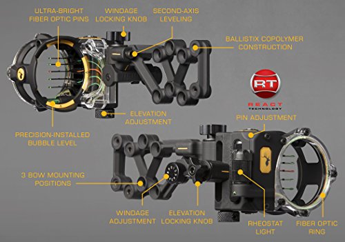 Trophy Ridge React H5 Archery Bow Sight, Right Hand, 0.019 Pin