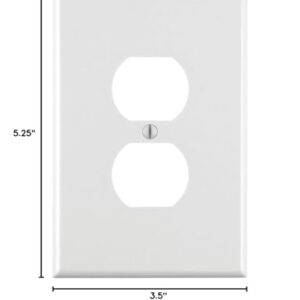 Leviton 88103 1-Gang Duplex Device Receptacle Wallplate, Oversized, Thermoset, Device Mount, 25-Pack, White