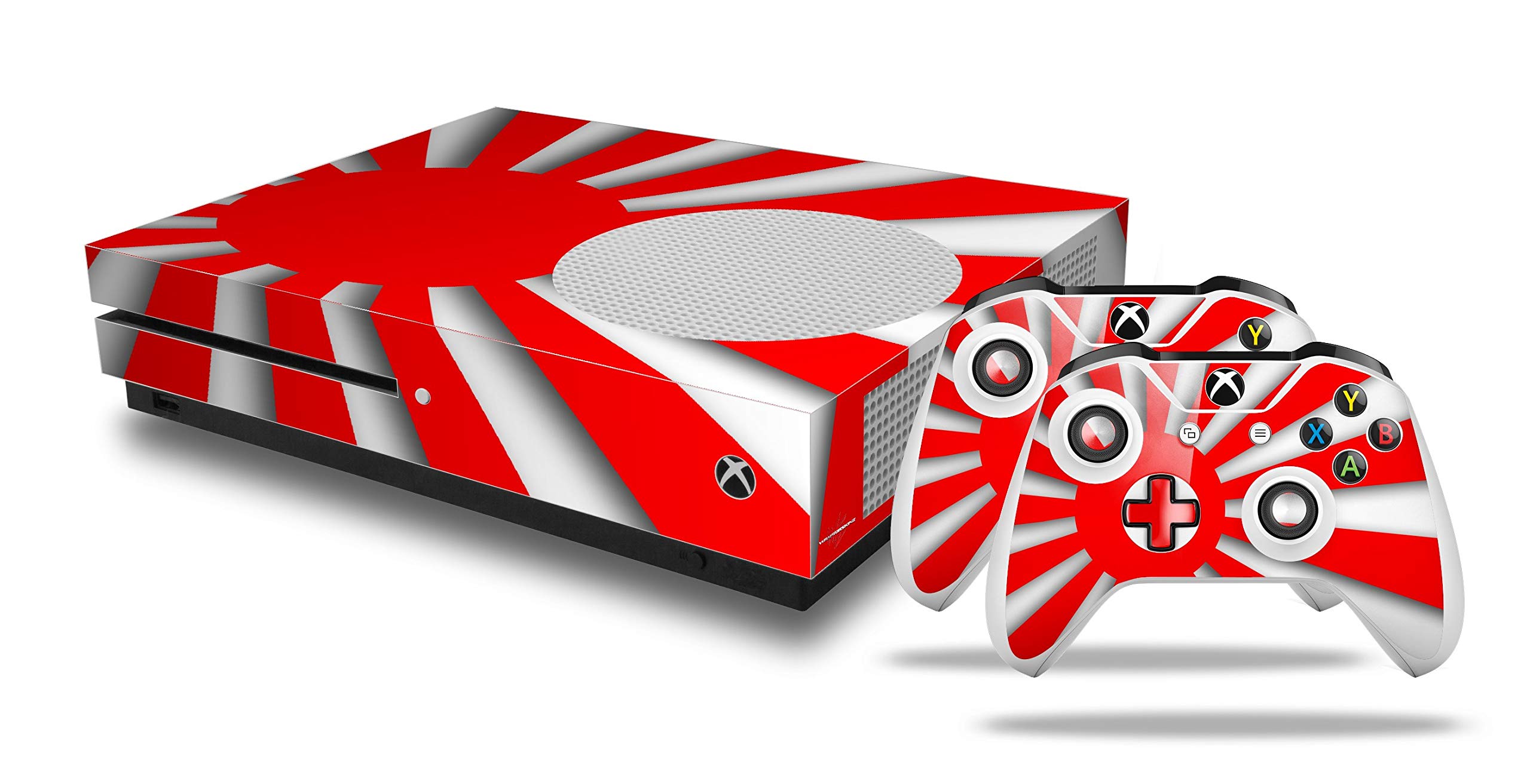 WraptorSkinz Decal Vinyl Skin Wrap Compatible with Xbox One S Console and Controllers - Rising Sun Japanese Flag Red