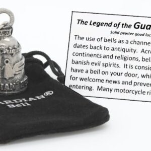 Guardian Bell Guitar Good Luck Bell w/Keyring & Black Velvet Gift Bag | Motorcycle Bell | Lead-Free Pewter | Good Luck Gift to Friends & Family | Bike Bell | Made in USA