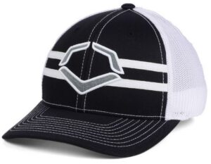 wilson sporting goods evoshield grandstand flexfit hat, black/white, small/medium (7 -7 1/4)