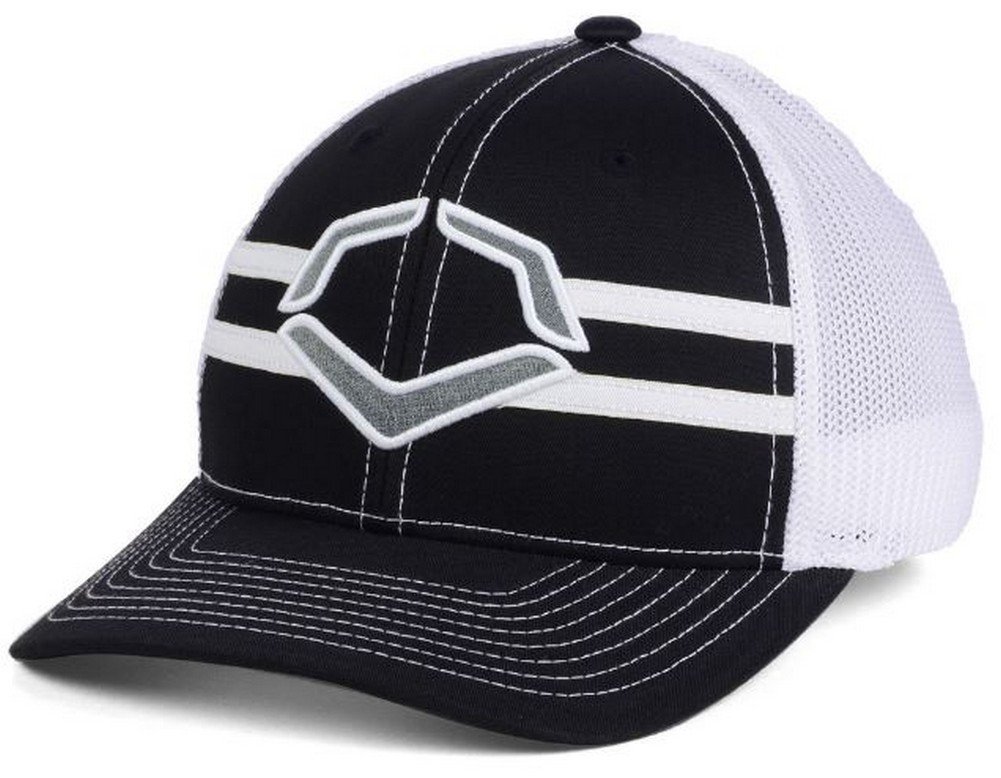 Wilson Sporting Goods Evoshield Grandstand Flexfit Hat, Black/White, Small/Medium (7 -7 1/4)