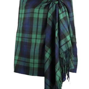 Achillea Long & Wide Scottish Tartan Plaid Large Cashmere Feel Blanket Scarf Check Shawl Wrap 80" x 29" (Green)