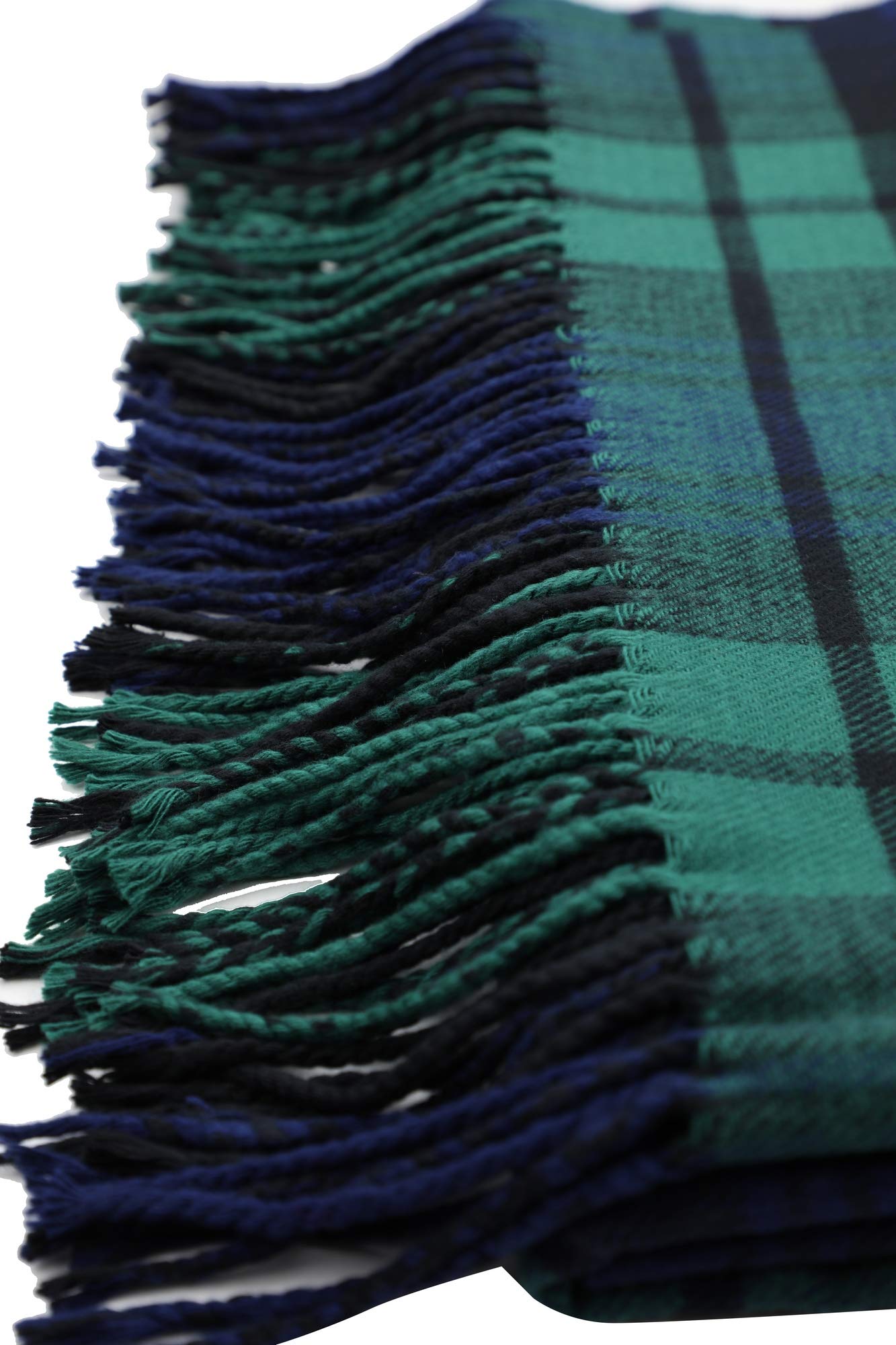 Achillea Long & Wide Scottish Tartan Plaid Large Cashmere Feel Blanket Scarf Check Shawl Wrap 80" x 29" (Green)