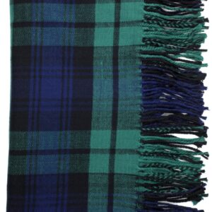 Achillea Long & Wide Scottish Tartan Plaid Large Cashmere Feel Blanket Scarf Check Shawl Wrap 80" x 29" (Green)