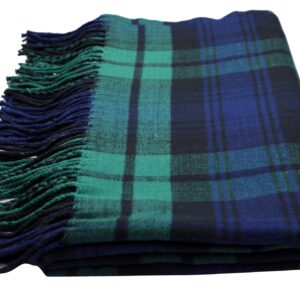 Achillea Long & Wide Scottish Tartan Plaid Large Cashmere Feel Blanket Scarf Check Shawl Wrap 80" x 29" (Green)