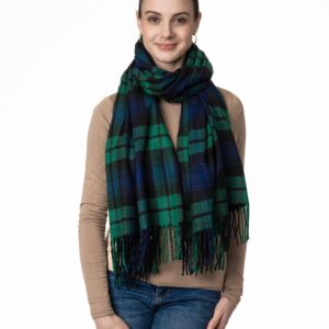 Achillea Long & Wide Scottish Tartan Plaid Large Cashmere Feel Blanket Scarf Check Shawl Wrap 80" x 29" (Green)