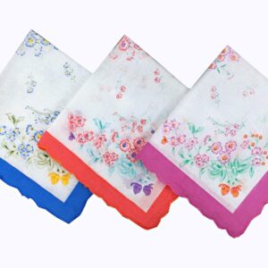 Forlisea 10 Pieces Womens Beautiful Cotton Floral Handkerchief Wendding Party Fabric Hanky